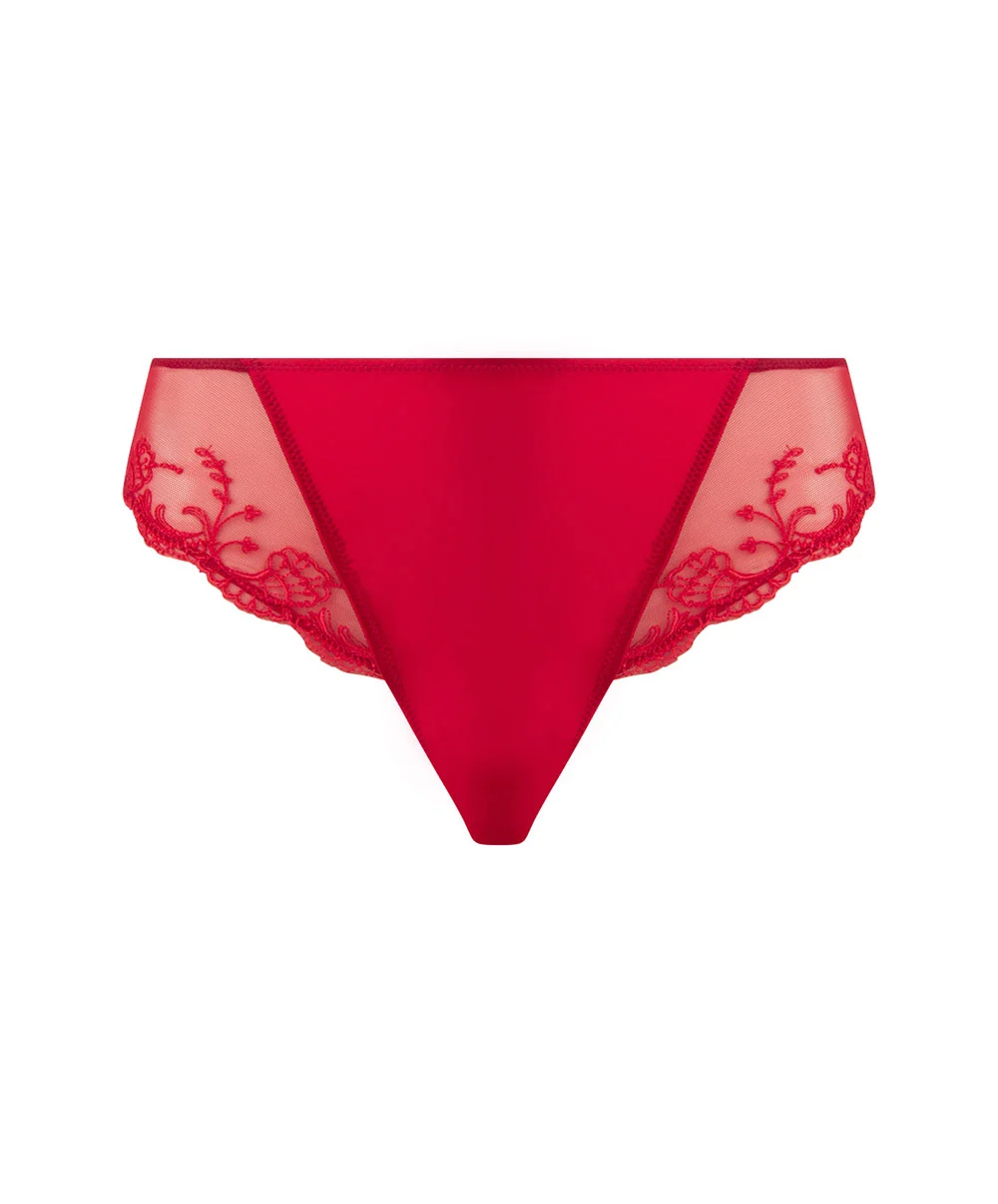 Slip "fantaisie" à Dos Opaque En Soie Lise Charmel Collection Splendeur Soie, Coloris Rouge. 9 Slip "fantaisie" à Dos Opaque En Soie Lise Charmel Collection Splendeur Soie, Coloris Rouge. – Image 7