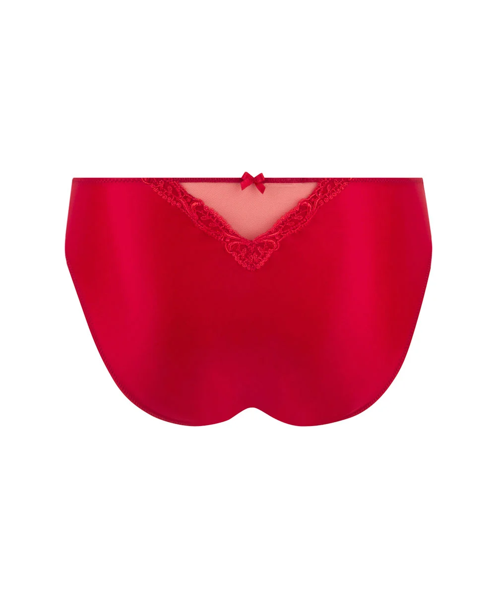 Slip "fantaisie" à Dos Opaque En Soie Lise Charmel Collection Splendeur Soie, Coloris Rouge. 10 Slip "fantaisie" à Dos Opaque En Soie Lise Charmel Collection Splendeur Soie, Coloris Rouge. – Image 8