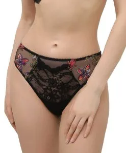 Slip Fantaisie Collection Fleurs De Nuit Coloris Nuit Summer (=noir Et Multicolore) Par Lise Charmel.