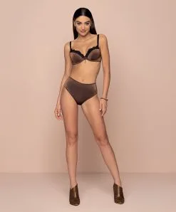 ANTIGEL DE LISE CHARMEL Slip Taille Haute Collection à Paillettes Disco Dentelle Coloris Cuivre De Chez Antigel Par Lise Charmel. -SOUTIEN-GORGE Soldes Boutique Slip haut Antigel de Lise Charmel Disco Dentelle cuivre FCH0346 CD fashion 4