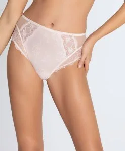 Slip Haut Ligne Sublime En Dentelle De La Marque De Lingerie Française Lise Charmel, Coloris Rose Sublime.