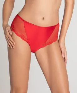 Slip Haut En Soie Lise Charmel Collection Splendeur Soie, Coloris Rouge.