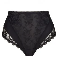 Eprise De Lise Charmel Culotte Taille Haute Par Éprise De Lise Charmel Collection Acanthe Guipure Coloris Arty Noir. -SOUTIEN-GORGE Soldes Boutique Slip haut grande taille acanthe guipure Eprise de Lise Charmel arty noir BCG0307 AN packshot face