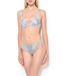 Slip Séduction Collection Douceur Fougère De Chez Lise Charmel. -SOUTIEN-GORGE Soldes Boutique Slip seduction Lise Charmel Douceur fougere Fougere perle gris ACC0741 FP ensemble