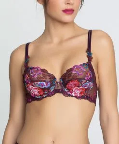 LISE CHARMEL Soutien-gorge Armatures Collection Aveu En Fleurs, Coloris Aveu Pétale (=prune). -SOUTIEN-GORGE Soldes Boutique Soutien gorge armature Lise Charmel Aveu en Fleurs aveu petale prune multicolore ACH6043 AP 1