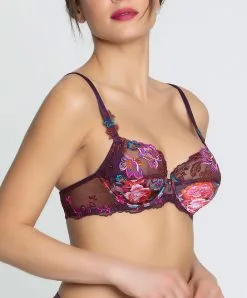 LISE CHARMEL Soutien-gorge Armatures Collection Aveu En Fleurs, Coloris Aveu Pétale (=prune). -SOUTIEN-GORGE Soldes Boutique Soutien gorge armature Lise Charmel Aveu en Fleurs aveu petale prune multicolore ACH6043 AP 3