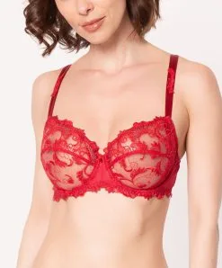 Soutien-gorge Armatures Collection De Lingerie Permanente Dressing Floral De Chez Lise Charmel, Coloris Dressing Solaire (=rouge).  -SOUTIEN-GORGE Soldes Boutique Soutien gorge armature Lise Charmel Dressing Floral dressing solaire rouge ACC6088 DS 501