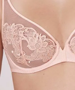 Simone Perele Soutien-gorge Rose Poudre Armature Décolleté Plongeant Collection Saga De Chez Simone Pérèle. -SOUTIEN-GORGE Soldes Boutique Soutien gorge armature decollete plongeant Simone Perele Saga rose poudre 15C319 383 details