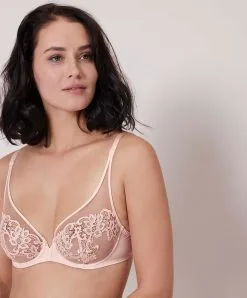 Simone Perele Soutien-gorge Rose Poudre Armature Décolleté Plongeant Collection Saga De Chez Simone Pérèle. -SOUTIEN-GORGE Soldes Boutique Soutien gorge armature decollete plongeant Simone Perele Saga rose poudre 15C319 383 face 2