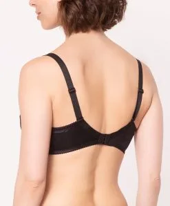 Soutien-gorge Couvrant Grande Taille à Armatures "Bien-être" Collection De Lingerie Permanente Dressing Floral De Chez Lise Charmel, Coloris Noir.  -SOUTIEN-GORGE Soldes Boutique Soutien gorge armatures grande taille bien etre Lise Charmel Dressing Floral noir BCC6188 NO 502