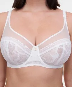 Soutien-gorge Armatures Très Enveloppant De La Marque De Lingerie Chantelle, Collection True Lace, Coloris Milk (=nacre). -SOUTIEN-GORGE Soldes Boutique Soutien gorge armatures tres enveloppant Chantelle true lace milk nacre C11M10 0LW 506