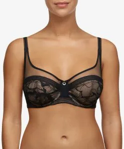 Soutien-gorge Armatures Très Enveloppant De La Marque De Lingerie Chantelle, Collection True Lace, Coloris Noir.