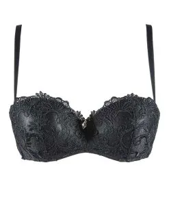 Soutien-gorge Bandeau Bretelles Amovibles Collection De Lingerie Permanente Dressing Floral De Chez Lise Charmel, Coloris Noir.  -SOUTIEN-GORGE Soldes Boutique Soutien gorge bandeau bretelles amovibles Lise Charmel Dressing Floral noir ACC5688 NO 1001