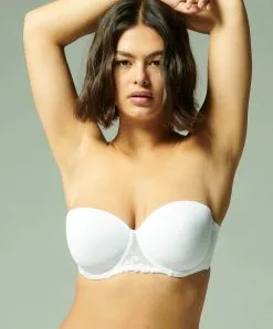 Simone Perele Soutien-gorge Bandeau Sans Bretelles Simone Pérèle Collection De Lingerie Permanente Délice Coloris Blanc.