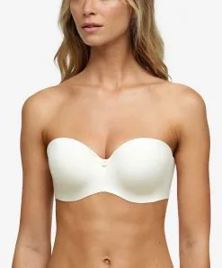 Soutien-gorge Bandeau Coque De La Marque De Lingerie Chantelle, Collection True Lace, Coloris Milk (=nacre). -SOUTIEN-GORGE Soldes Boutique Soutien gorge bandeau coque Chantelle true lace milk nacre C11M50 0LW 503