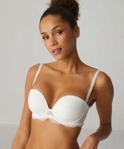 Simone Perele Soutien-gorge Bandeau Coque Avec Armatures Bretelles Amovibles Simone Pérèle Collection De Lingerie Permanente Karma Coloris Naturel (=ivoire).