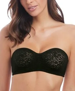 Soutien-gorge Bandeau En Dentelle Bretelles Amovibles Multi-positions Collection De Lingerie Permanente Wacoal Halo Lace, Coloris Noir.