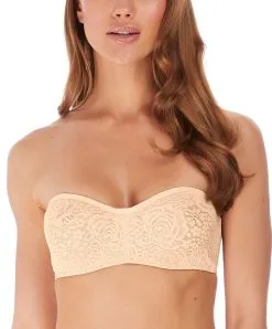 Soutien-gorge Bandeau En Dentelle Bretelles Amovibles Multi-positions Collection De Lingerie Permanente Wacoal Halo Lace, Coloris Nude (=peau).  