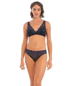 Soutien-gorge Brassière Sans Armatures De La Nouvelle Collection Lingerie Permanente Instant Icon, Coloris Black Eclipse, Par La Maison Wacoal. -SOUTIEN-GORGE Soldes Boutique Soutien gorge brassiere sans armatures Wacoal Instant Icon black eclipse noir et bleu WA810322 963 2