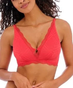 Soutien-gorge Brassière Sans Armatures En Dentelle Bralette Collection Permanente De Dessous Sexy Freya Fatale De La Maison Freya Lingerie, Coloris Rouge Chili. 