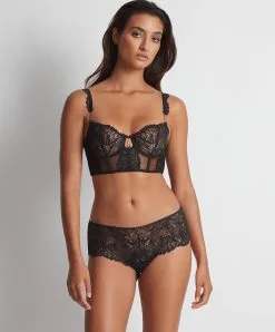 Soutien-gorge Bustier Aubade De La Collection Lingerie Flowermania. -SOUTIEN-GORGE Soldes Boutique Soutien gorge bustier flowermania Aubade noir LA36 NOIR 1