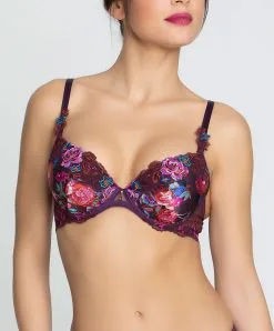 LISE CHARMEL Soutien-gorge Coque Collection Aveu En Fleurs, Coloris Aveu Pétale (=prune). -SOUTIEN-GORGE Soldes Boutique Soutien gorge coque Lise Charmel Aveu en Fleurs aveu petale prune multicolore ACH8543 AP 1