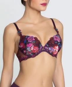 LISE CHARMEL Soutien-gorge Coque Collection Aveu En Fleurs, Coloris Aveu Pétale (=prune). -SOUTIEN-GORGE Soldes Boutique Soutien gorge coque Lise Charmel Aveu en Fleurs aveu petale prune multicolore ACH8543 AP 3