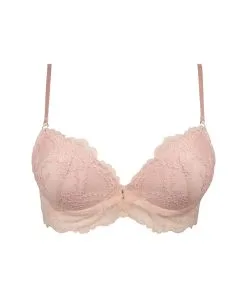 Soutien-gorge Coque Ligne Sublime En Dentelle De La Marque De Lingerie Française Lise Charmel, Coloris Rose Sublime. -SOUTIEN-GORGE Soldes Boutique Soutien gorge coque Lise Charmel Sublime en dentelle rose poudre rose sublime ACH8513 OS 1001