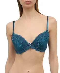 Soutien-gorge Coque En Soie Lise Charmel Collection Splendeur Soie Coloris Cyan à Mi-chemin Entre Le Bleu Et Le Vert, Dans L'esprit D'un Plumage De Paon. -SOUTIEN-GORGE Soldes Boutique Soutien gorge coque en soie Lise Charmel Splendeur soie cyan bleu vert ACC8580 SC 1