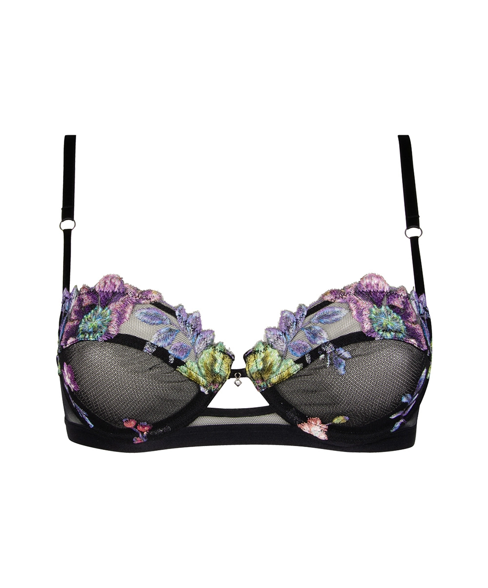 Soutien-gorge Corbeille Lise Charmel Collection Flora Aura, Coloris Aura Pastel (broderie Multicolore Pastel Sur Fond Noir). – Image 4