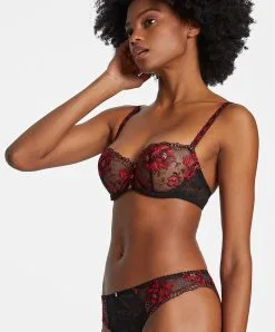 Soutien-gorge Corbeille Sexy Collection Mélodie D'Été De Chez Aubade, Coloris Black Cherry. -SOUTIEN-GORGE Soldes Boutique Soutien gorge corbeille Melodie d ete black cherry Aubade rouge et noir ICF14 BCHE 6