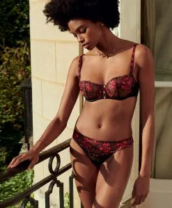 Soutien-gorge Corbeille Sexy Collection Mélodie D'Été De Chez Aubade, Coloris Black Cherry. -SOUTIEN-GORGE Soldes Boutique Soutien gorge corbeille Melodie d ete black cherry Aubade rouge et noir ICF14 BCHE fashion 3