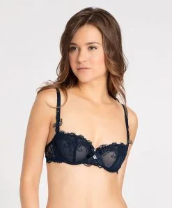 Soutien-gorge Corbeille Couture Verticale Soir De Venise De Chez Lise Charmel. -SOUTIEN-GORGE Soldes Boutique Soutien gorge corbeille couture verticale Lise Charmel Soir de Venise Bleu marine ACA3403 BV face