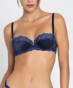 Soutien-gorge Corbeille En Soie Lise Charmel Collection Splendeur Soie, Coloris Splendeur Bermudes (=bleu Marine).