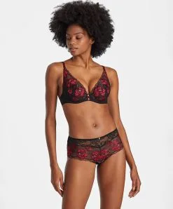 Soutien-gorge Foulard Effet Push Sexy Collection Mélodie D'Été De Chez Aubade, Coloris Black Cherry. -SOUTIEN-GORGE Soldes Boutique Soutien gorge foulard effet push up Melodie d ete black cherry Aubade rouge et noir ICN81 BCHE 6