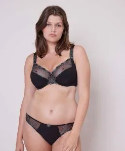 Simone Perele Soutien-gorge Armature Bonnets Profonds En 3 Parties Simone Pérèle Collection De Lingerie Permanente Délice Coloris Moonlight.  -SOUTIEN-GORGE Soldes Boutique Soutien gorge grande taille armatures Simone Perele Delice noir moonlight 12X320 017 2