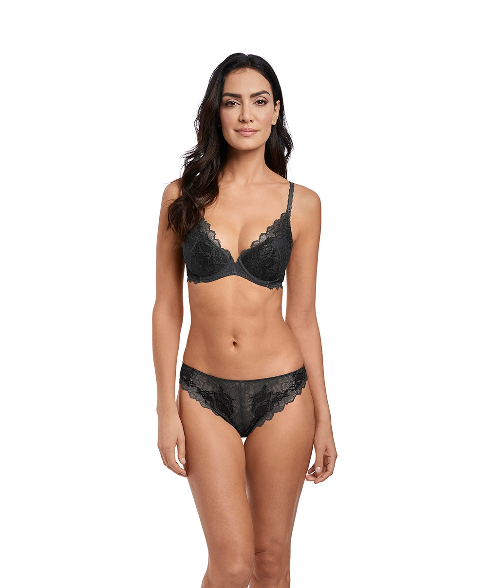 Soutien-gorge Push-up Plunge Wacoal De La Collection Lace Perfection, Coloris Charcoal (=gris Anthracite). 5 Soutien-gorge Push-up Plunge Wacoal De La Collection Lace Perfection, Coloris Charcoal (=gris Anthracite). – Image 3
