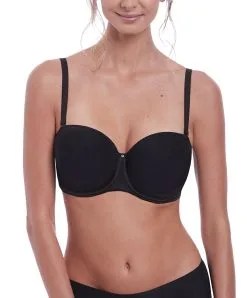 Soutien-gorge Sans Bretelles Moulé Avec Armatures Collection Aura De Chez Fantasie Lingerie. -SOUTIEN-GORGE Soldes Boutique Soutien gorge moule sans bretelles armatures Fantasie Aura noir FL2320 BLK face 3