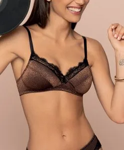 ANTIGEL DE LISE CHARMEL Soutien-gorge Sans Armature Collection à Paillettes Disco Dentelle Coloris Cuivre De Chez Antigel Par Lise Charmel.