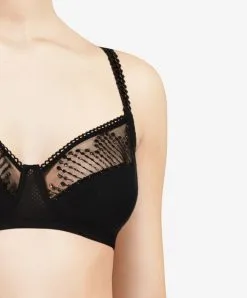 Soutien-gorge Sans Armatures Maintien Chantelle De La Collection Luminesce En Coloris Noir/or. -SOUTIEN-GORGE Soldes Boutique Soutien gorge sans armatures grande taille Chantelle Luminesce noir or C19K20 0A1 3