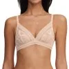 Soutien-gorge Sans Armatures Triangle De La Marque De Lingerie Chantelle, Collection True Lace, Coloris Beige Doré.