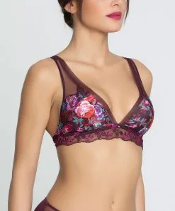 LISE CHARMEL Soutien-gorge Sans Armatures Collection Aveu En Fleurs, Coloris Aveu Pétale (=prune). -SOUTIEN-GORGE Soldes Boutique Soutien gorge sans armatures triangle Lise Charmel Aveu en Fleurs aveu petale prune multicolore ACH6543 AP 3