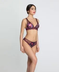 LISE CHARMEL Soutien-gorge Sans Armatures Collection Aveu En Fleurs, Coloris Aveu Pétale (=prune). -SOUTIEN-GORGE Soldes Boutique Soutien gorge sans armatures triangle Lise Charmel Aveu en Fleurs aveu petale prune multicolore ACH6543 AP 6
