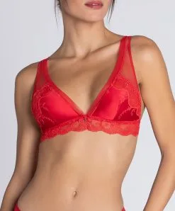 Soutien-gorge Sans Armatures En Soie Lise Charmel Collection Splendeur Soie, Coloris Rouge. -SOUTIEN-GORGE Soldes Boutique Soutien gorge sans armatures triangle en soie Lise Charmel Splendeur soie rouge rouge ACC6580 RS 501