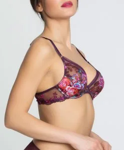 LISE CHARMEL Soutien-gorge Triangle à Armatures Collection Aveu En Fleurs, Coloris Aveu Pétale (=prune). -SOUTIEN-GORGE Soldes Boutique Soutien gorge triangle armatures Lise Charmel Aveu en Fleurs aveu petale prune multicolore ACH6943 AP 3
