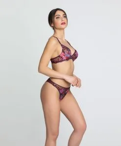 LISE CHARMEL Soutien-gorge Triangle à Armatures Collection Aveu En Fleurs, Coloris Aveu Pétale (=prune). -SOUTIEN-GORGE Soldes Boutique Soutien gorge triangle armatures Lise Charmel Aveu en Fleurs aveu petale prune multicolore ACH6943 AP 6