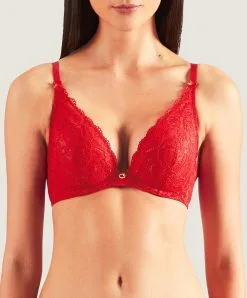 Soutien-gorge Triangle Plongeant Rouge De La Collection Lingerie Permanente Rosessence Par Aubade Paris.