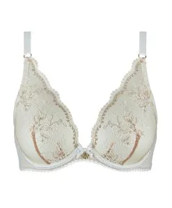 Soutien-gorge Triangle Décolleté Plongeant Collection Trésor Infini De Chez Aubade, Coloris White Wind. -SOUTIEN-GORGE Soldes Boutique Soutien gorge triangle plunge Tresor Infini white wind Aubade blanc et chair IDF12 WHIW 1001