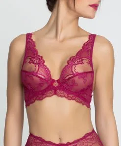 Soutien-gorge Sexy Triangle Ligne Sublime En Dentelle De La Marque De Lingerie Française Lise Charmel, Coloris Fuchsia Sublime.  -SOUTIEN-GORGE Soldes Boutique Soutien gorge triangle sexy Lise Charmel Sublime en dentelle fuchsia ACH7413 FS 1