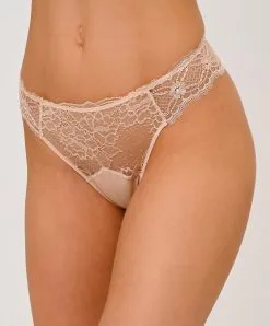 Tanga Sexy Ligne Sublime En Dentelle De La Marque De Lingerie Française Lise Charmel, Coloris Nude Sublime.
